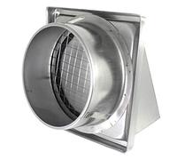 SPARES2GO Stainless Steel Cowled External Extractor Wall Vent Outlet with Cushioned Non Return Flap (150mm, 6")
