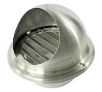 Spares2Go Stainless Steel Round Bull Nosed External Extractor Wall Vent Outlet With Insect Mesh Grille (4" / 100mm)