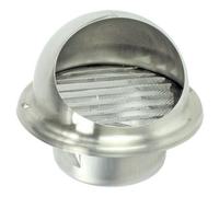 Spares2Go Stainless Steel Round Bull Nosed External Extractor Wall Vent Outlet With Insect Mesh Grille (5" / 125mm)