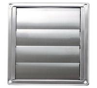 Spares2Go Stainless Steel Square External Extractor Wall Vent Outlet With Gravity Flaps (4" / 100mm)