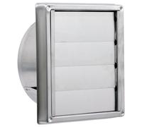 Spares2Go Stainless Steel Square External Extractor Wall Vent Outlet With Gravity Flaps (5" / 125mm)