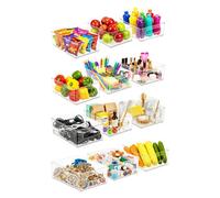 Spares2Go Storage Container Organiser Trays Clear Fridge Food Pantry Household Storing Drawers Small Medium Large Set (Pack Of 12)