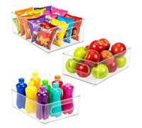 Spares2Go Storage Container Organiser Trays Clear Fridge Food Pantry Household Storing Drawers Small Medium Large Set (Pack Of 3)