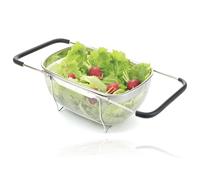 SPARES2GO Strainer Sieve Extendable Drain Basket Wire Mesh Over Sink Colander 190x255mm - Wash Fruit, Rice, Pasta and Vegetables