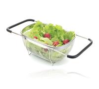 Spares2Go Strainer Sieve Extendable Drain Basket Wire Mesh Over Sink Colander 190X255mm - Wash Fruit, Rice, Pasta And Vegetables