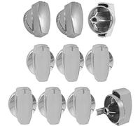 Spares2go Temperature Control + Hob Control Knobs Compatible with Belling 444445410 444445411 Oven Cooker (Chrome, Pack of 10)
