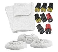 SPARES2GO Terry Tool Pad Covers, Nylon + Brass Wire Brush Tool Nozzles compatible with Karcher SC1.020 SC1020 SC1030 SC1030B Steam Cleaner