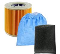 SPARES2GO Textile Bag + Cartridge, Foam Filter for Karcher WD2 WD3 Wet & Dry Vacuum Cleaner