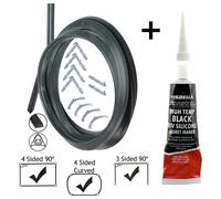 SPARES2GO Universal 3 & 4 Sided Silicone Oven Door Seal Kit with Glue Sealant - Fits All Ovens (3m Cut-to-Size) - Includes Clips, Code 09-ODS-112