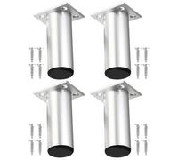 Universal Adjustable Furniture Feet 4.5" Silver Sofa Cabinet Bed Chair Riser Legs (Pack of 4)