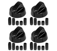 Spares2go Universal Black Control Knobs for Oven, Cooker & Hob (Pack of 4) | 41mm Diameter Switch Set, Glossy Plastic Controller Dials, Complete with Full Range of Adaptors to Fit Most Makes and Models