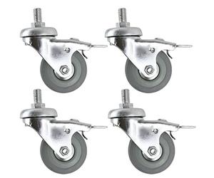 SPARES2GO Universal Braked Swivel Castor Trolley Wheels M10 Screw Mini Wheel (50mm, Pack of 4)