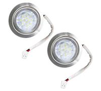 SPARES2GO Universal Cooker Hood LED Light 70mm Extractor Vent Lamp Bulb Units (Pack of 2, Silver, 1.5W, 12V DC)
