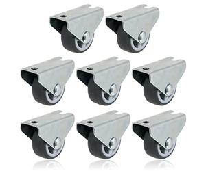 SPARES2GO Universal Divan Bed Cabinet Drawers (Fixed Plate) Castor Wheels (32mm, Pack of 8)