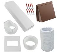 Spares2go Universal Exterior Wall Tumble Dryer Vent Cover Kit & Extension Hose (Brown, 4" / 102mm)