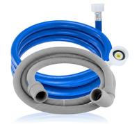SPARES2GO Universal Extra Long 3.5m Cold Water Fill Pipe Drain Hose Kit | Complete XL Installation Set, Angled Connectors, Inlet Filling + Waste Hoses Set, Longer Design for Greater Reach, No Leaks