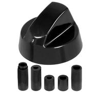 SPARES2GO Universal Gas Fire Trouser Press Storage Heater Button Knob Black | Control Switch Includes Complete set of 5 Adaptors, 40mm Outer Diameter, Material: Plastic with Sl lossy Finish