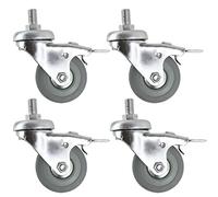 Spares2go Universal Heavy Duty Rubber Swivel Bolt Castor Wheels with Brakes (50mm, Pack of 4)