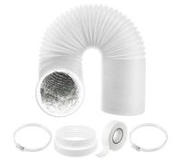 Spares2Go Universal Insulated Vent Hose Flexible Pvc Aluminium Foil Lined Duct Outlet Pipe Connector Kit (5" X 2.5M)
