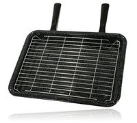 SPARES2GO Universal Large Oven Grill Pan, Rack & Dual Detachable Handles | Larger Full Sized Tray & Stand, Non-Stick Heavy Duty Vitreous Enamel Coating, Long Life Scratch Resistant Finish