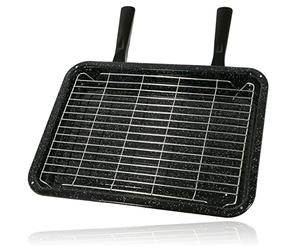 SPARES2GO Universal Large Oven Grill Pan, Rack & Dual Detachable Handles | Larger Full Sized Tray & Stand, Non-Stick Heavy Duty Vitreous Enamel Coating, Long Life Scratch Resistant Finish