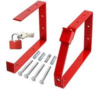 Spares2Go Universal Lockable Wall Ladder Rack Brackets And Padlock Set (Red)
