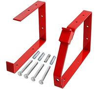 Spares2go Universal Lockable Wall Ladder Storage Rack Brackets (Red) | Suitable for Double, Triple and Single Section and Box Ladders, Easy Hook and Lock System, Complete with Wall Screws + Plugs