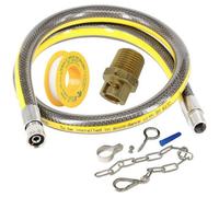 Spares2Go Universal Oven Cooker Gas Hose 4Ft 1/2" Straight Bayonet Pipe Joint Lpg Ptfe Chain