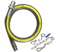 UNIVERSAL Oven Cooker Gas Supply Hose Pipe + Safety Chain (3ft 1/2 inch, Straight Bayonet, BS EN14800 CE)