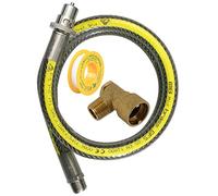 SPARES2GO Universal Oven Cooker Gas Supply Hose, PTFE Pipe Tape & Angled Connector (3ft 1/2 inch, Straight Bayonet, BS EN14800 CE)