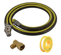 SPARES2GO Universal Oven Cooker Gas Supply Hose, PTFE Pipe Tape & Angled Connector (5ft 1/2 inch, Straight Bayonet, BS EN14800 CE)