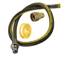 SPARES2GO Universal Oven Cooker Gas Supply Hose, PTFE Pipe Tape & Connector Joint (4ft 1/2 inch, Straight Bayonet, BS EN14800 CE)