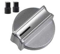 SPARES2GO UNIVERSAL Cooker Oven Hob Silver 6mm 'D' Shaft CONTROL KNOB & ADAPTOR
