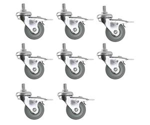Spares2go Universal Swivel Castor Wheels M10 Braked For Divan Beds Cabinets and Drawers (50mm, Pack of 8)