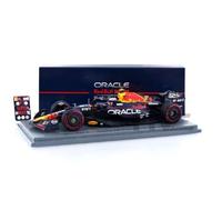 Spark 1:43 scale Diecast Model Grand Prix Car compatible with Red Bull Racing RB19 Max Verstappen (No.1 Winner With Pitboard British GP 2023) in Blue