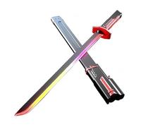 Spark Effect Sword, Cyberpunk LED Sword with Mist/Smoke, Spark Blade with Sensor Sound & Fog, Light up Swords for Rave, Cosplay & Display, Auto-Eject Sheath, Type-C Rechargeable, No Flint(Red,31IN)