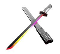 Spark Effect Sword, Cyberpunk LED Sword with Mist/Smoke, Spark Blade with Sensor Sound & Fog, Light up Sword for Rave, Cosplay & Display, Auto-Eject Sheath, Type-C Rechargeable(Gray,17IN)
