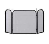 Relaxdays Steel Spark Guard, Three-Panel Fireplace Fender, Oven Screen, H x W 52.5 x 97 cm, Black