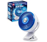Spark Innovators Go Fan Blue Steel Portable Desk Fan with Cooling Plate | Cordless, Rechargeable Fan, 360° Oscillating with Active Cooling Technology, USB Charging, for Home, Outdoors & Travel Use