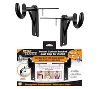 Spark Innovators Tap Bracket, No Drill Curtain Rod Brackets, 2-Pcs, Black