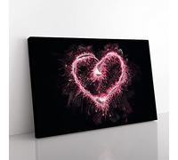 Spark Of Love In Pink In Abstract Modern Art Canvas Wall Art Print Ready to Hang, Framed Picture for Living Room Bedroom Home Office Décor, 50x35 cm (20x14 Inch)