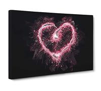 Spark Of Love In Pink In Abstract Modern Art Canvas Wall Art Print Ready to Hang, Framed Picture for Living Room Bedroom Home Office Décor, 20x14 Inch (50x35 cm)