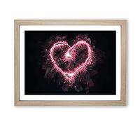 Spark Of Love In Pink In Abstract Modern Art Framed Wall Art Print, Ready to Hang Picture for Living Room Bedroom Home Office Décor, Oak A3 (46 x 34 cm)