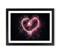 Spark Of Love In Pink In Abstract Modern Art Framed Wall Art Print, Ready to Hang Picture for Living Room Bedroom Home Office Décor, Black A4 (34 x 25 cm)