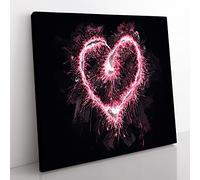 Spark of Love in Pink in Abstract Modern Canvas Wall Art Print Ready to Hang, Framed Picture for Living Room Bedroom Home Office Décor, 35x35 cm (14x14 Inch)
