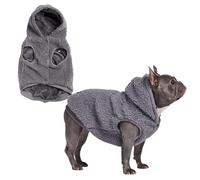 Spark Paws Teddy Dog Sweater, Sherpa Jacket Vest with Warm Fleece Lining, Winter Coat Suitable for Small Medium Large XL XXL Breeds - Grey - L