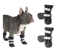 Spark Paws Water-Resistant Dog Boots for Medium Large Dogs, Anti-Slip Dog Shoe Booties Paw Protector for Rain Snow Hiking Reflective Straps 4PCS - Black, A