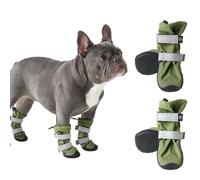Spark Paws Water-Resistant Dog Boots for Medium Large Dogs, Anti-Slip Dog Shoe Booties Paw Protector for Rain Snow Hiking Reflective Straps 4PCS - Green, A