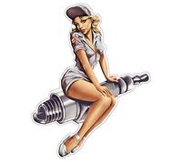 Spark Plug Pin Up Girl Decal is 5" in Size. from The United States.
