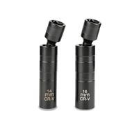 Spark Plug Socket Set 3/8” Drive Thin Wall 12 Point Spark Plug Removal Tool | 14mm 16mm Magnetic Swivel Spark Plug Socket